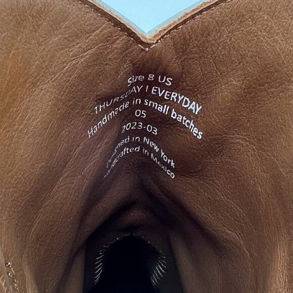 Thursday Boot Co. Sierra Western Boots White Leather Snip Toe Size 8 NWT - Picture 8 of 9